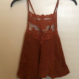 Forever 21 Burnt Orange Crochet halter top